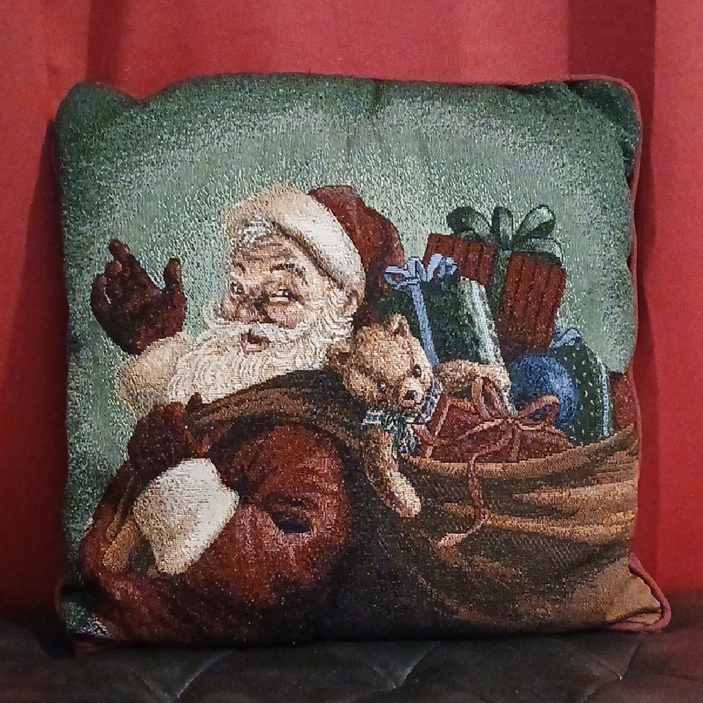 Vintage Festive Santa Claus Throw Pillow